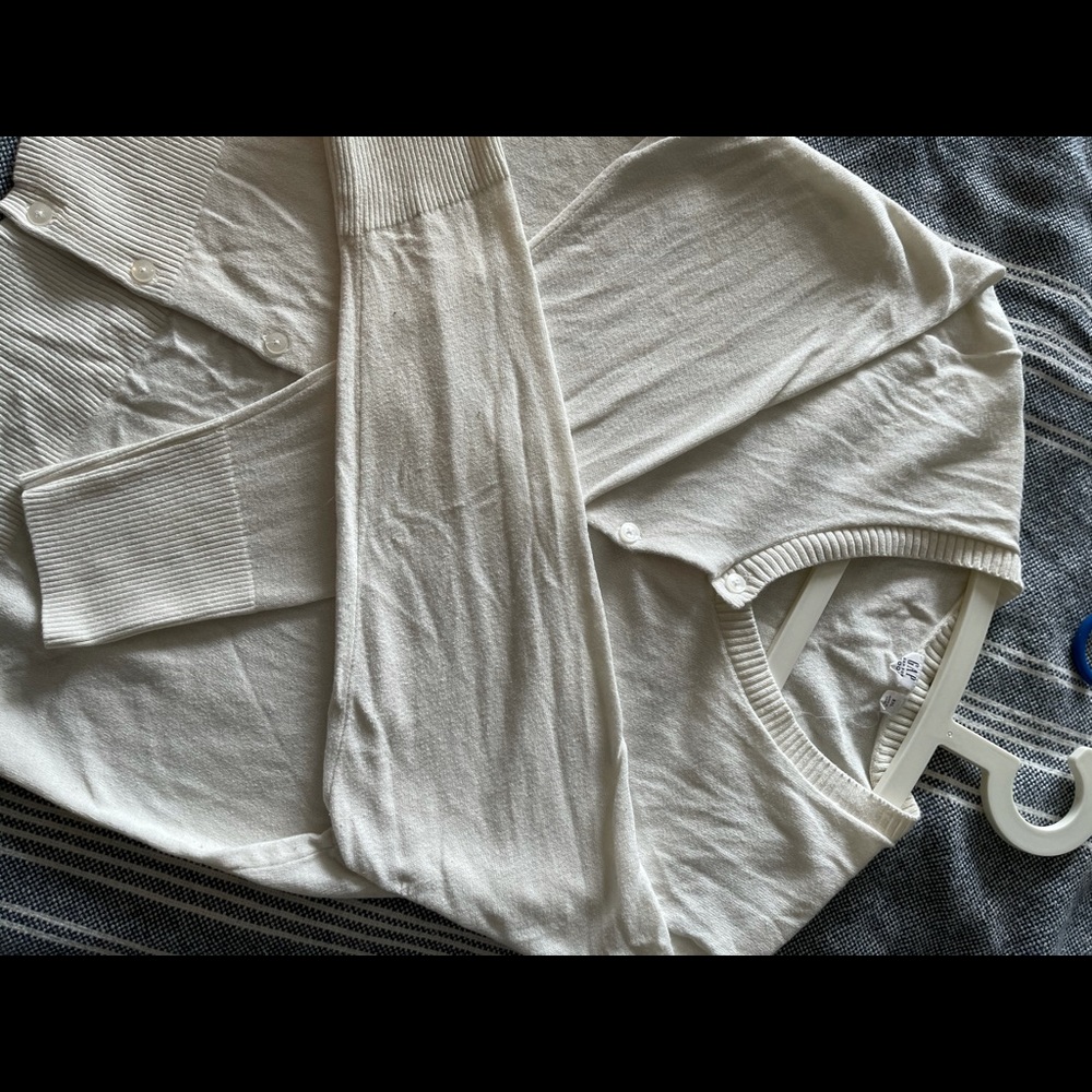 Gap Factory Off White Crew Neck Cardigan